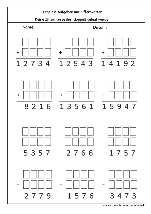 Schriftlich addieren und Subtrahieren mit Ziffernkarten A.pdf